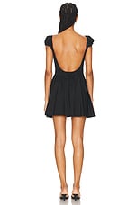 CAROLINE CONSTAS Tarah Smocked V Waist Mini Dress in Black, view 3, click to view large image.
