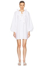 CAROLINE CONSTAS Adeline Tie Mini Dress in White, view 1, click to view large image.