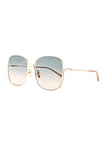 Chloe Square Sunglasses in Classic Gold, view 2, click to view large image.