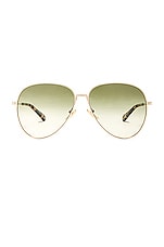 Chloe Aviator Sunglasses in Classic Gold & Green, view 1, click to view large image.