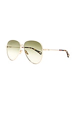 Chloe Aviator Sunglasses in Classic Gold & Green, view 2, click to view large image.