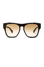 Chloe Gayia Square Sunglasses in Shiny Dark Havana, view 1, click to view large image.