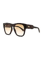 Chloe Gayia Square Sunglasses in Shiny Dark Havana, view 2, click to view large image.