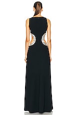 Chloe Textured Wool Crepe Gown in Black, view 3, click to view large image.