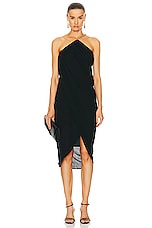 Chloe Asymmetric Chain Dress in Black, view 1, click to view large image.