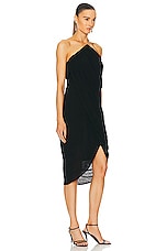 Chloe Asymmetric Chain Dress in Black, view 2, click to view large image.