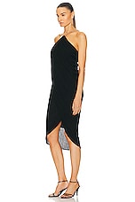 Chloe Asymmetric Chain Dress in Black, view 3, click to view large image.