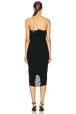 Chloe Asymmetric Chain Dress in Black, view 4, click to view large image.