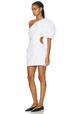 Chloe One Shoulder Mini Dress in White, view 3, click to view large image.