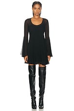 Chloe Long Sleeve Silk Georgette Dress in Black, view 1, click to view large image.