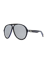 Chloe Jasper Pilot Sunglasses in Black & Silver, view 2, click to view large image.