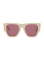 Chloe Oversized Logo Square Sunglasses in Ivory & Red, view 1, click to view large image.
