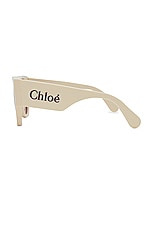 Chloe Oversized Logo Square Sunglasses in Ivory & Red, view 3, click to view large image.