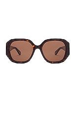 Chloe Marcie Rectangular Sunglasses in Havana & Brown, view 1, click to view large image.