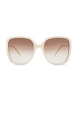 Chloe Square Sunglasses in Ivory, Gold, & Brown, view 1, click to view large image.