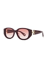 Chloe Marcie Sunglasses in Burgundy & Orange, view 2, click to view large image.