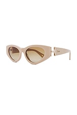 Chloe Marcie Sunglasses in Ivory & Brown, view 2, click to view large image.