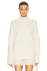 Chloe Cashmere Turtleneck Sweater in White Powder, view 1, click to view large image.