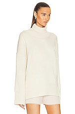 Chloe Cashmere Turtleneck Sweater in White Powder, view 2, click to view large image.