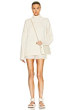 Chloe Cashmere Turtleneck Sweater in White Powder, view 4, click to view large image.