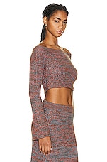 Chloe Off the Shoulder Long Sleeve Sweater in Multicolor Blue 1, view 2, click to view large image.