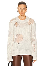Chloe Distressed Sweater in Iconic Milk, view 1, click to view large image.