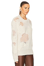 Chloe Distressed Sweater in Iconic Milk, view 2, click to view large image.