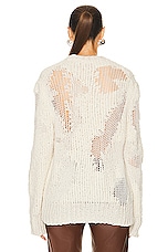 Chloe Distressed Sweater in Iconic Milk, view 3, click to view large image.