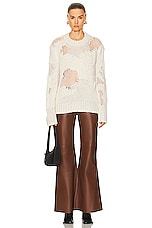 Chloe Distressed Sweater in Iconic Milk, view 4, click to view large image.