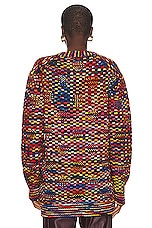 Chloe Wool Jacquard Cardigan in Multicolor, view 3, click to view large image.