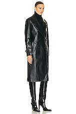 Chloe Leather Coat in Black, view 3, click to view large image.