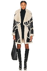 Chloe Shearling Leather Coat in Black & White 1, view 1, click to view large image.