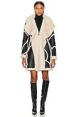 Chloe Shearling Leather Coat in Black & White 1, view 2, click to view large image.