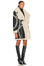 Chloe Shearling Leather Coat in Black & White 1, view 3, click to view large image.