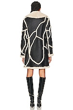 Chloe Shearling Leather Coat in Black & White 1, view 4, click to view large image.