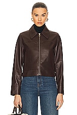 Chloe Leather Jacket in Kohl Brown, view 1, click to view large image.
