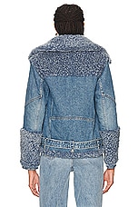 Chloe Shearling &amp; Denim Jacket in Foggy Blue, view 4, click to view large image.