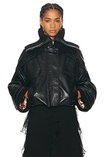 Chloe Glossy Leather Cropped Jacket in Black, view 1, click to view large image.