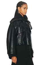 Chloe Glossy Leather Cropped Jacket in Black, view 3, click to view large image.