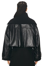 Chloe Glossy Leather Cropped Jacket in Black, view 4, click to view large image.