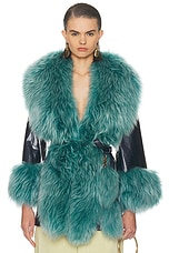 Chloe Shiny Leather Jacket in Dark Sapphire | FWRD