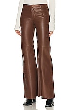 Chloe Flare Leather Pant in Dark Chestnut, view 1, click to view large image.