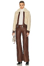 Chloe Flare Leather Pant in Dark Chestnut, view 4, click to view large image.