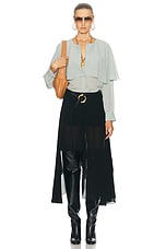 Chloe Silk Georgette Skirt Pant in Black, view 5, click to view large image.