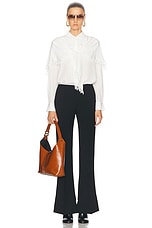 Chloe Wool Crepe Slim Trouser in Black, view 5, click to view large image.