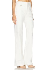 Chloe Cotton Straight Trouser in Coconut Milk, view 2, click to view large image.