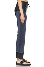 Chloe Nappa Leather Suede Wide Leg Pant in Evening Blue, view 3, click to view large image.