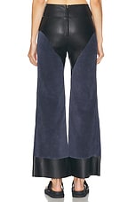 Chloe Nappa Leather Suede Wide Leg Pant in Evening Blue, view 4, click to view large image.