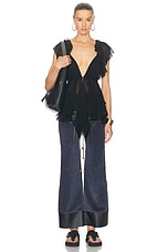 Chloe Nappa Leather Suede Wide Leg Pant in Evening Blue, view 5, click to view large image.