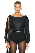 Chloe Satin Blouse in Black, view 1, click to view large image.